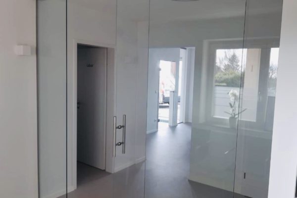 dezente Ganzglasverglasung